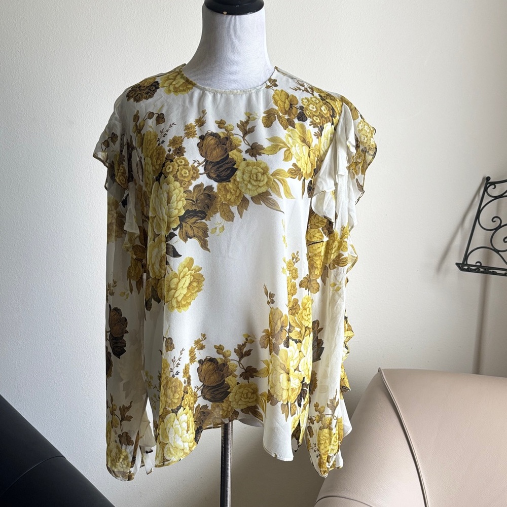 Robert Rodriguez Yellow and Brown Floral Blouse ( New )